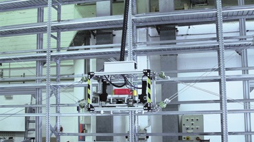 Cable robot in high-bay warehouse